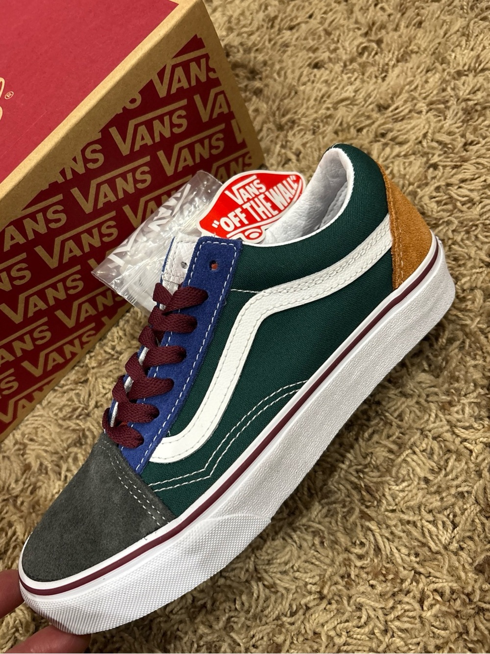 Vans Old Skool Shoes Men Size 5.5 Women 7 Color Mix Suede Canvas New Blue Bottom